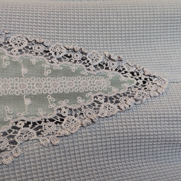 Free People Lavender Gray Bon Bon Lace Back Waffle Knit Thermal Top S - Picture 4 of 10